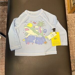 GAP Kids Swim Shirt - Light Blue with Shark Design
